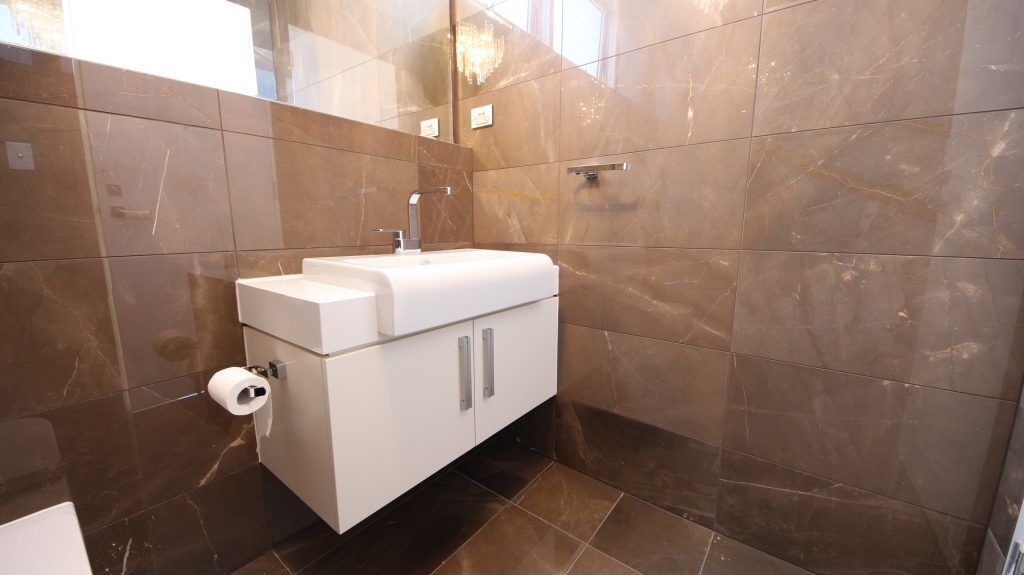 Polyurethane vanity with a stone top - Arncliffe, Sydney