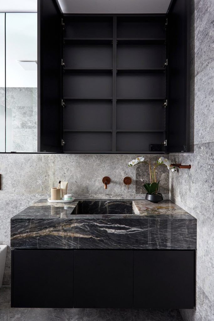 Fenix Vanity with Marble stone top and mirror cabinets - Strathfield, Sydney