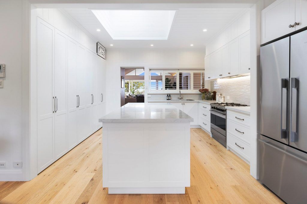 Narraweena - Polyurethane Shaker Style kitchen with a Quantum Quartz benchtop in Michelangelo