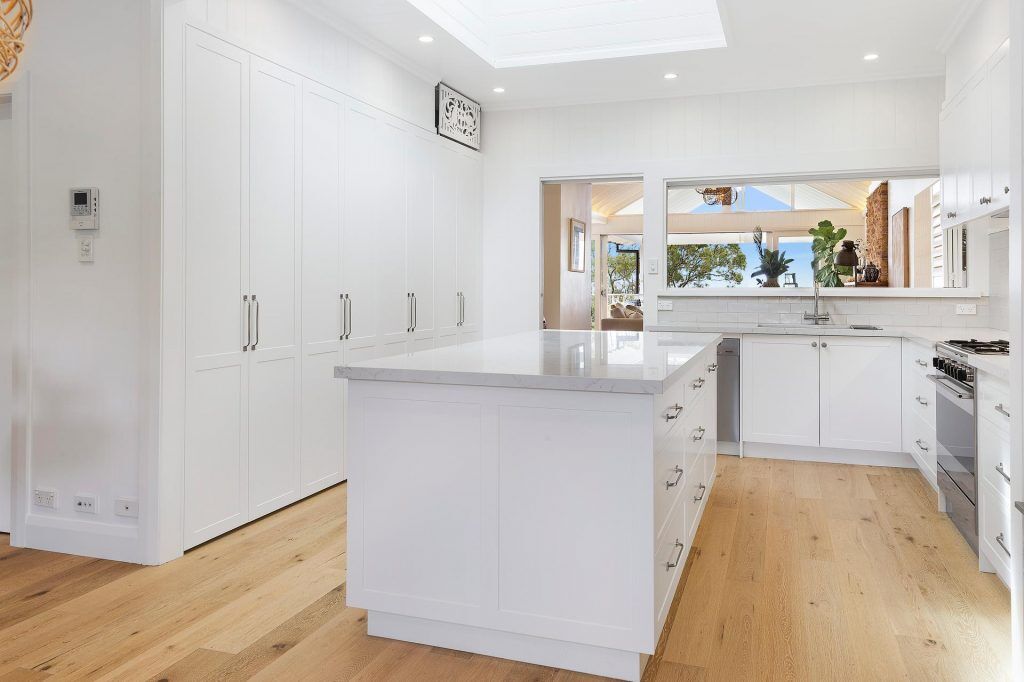 Narraweena - Polyurethane Shaker Style kitchen with a Quantum Quartz benchtop in Michelangelo