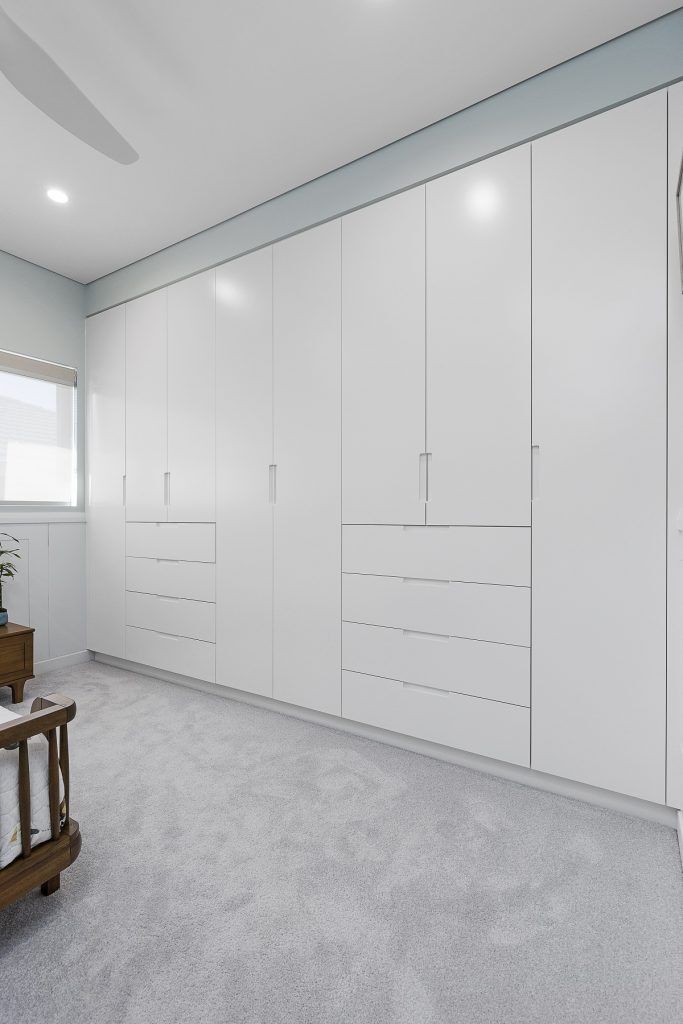 Satin Poyurethane Integrated Handles wardrobe - Chipping Norton, Sydney