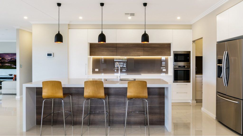 Harrington Grove Sydney, Satin Polyurethane kitchen with Polytec Timber Laminate feature panels
