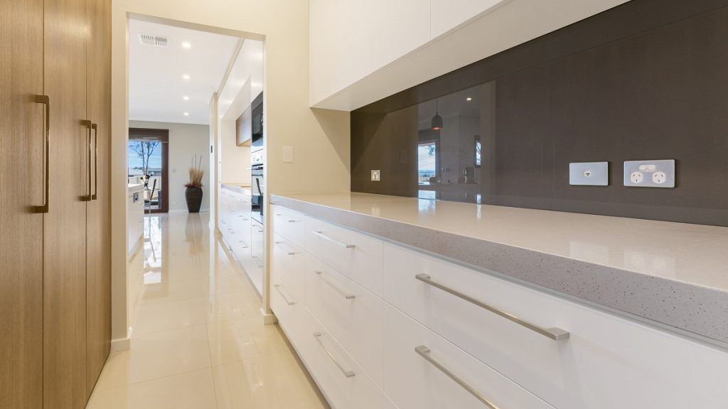 Harrington Grove Sydney, Satin Polyurethane kitchen with Polytec Timber Laminate feature panels