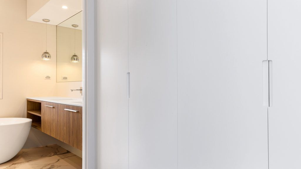 Polyurethane wardrobe with Routered handles - Oatley, Sydney