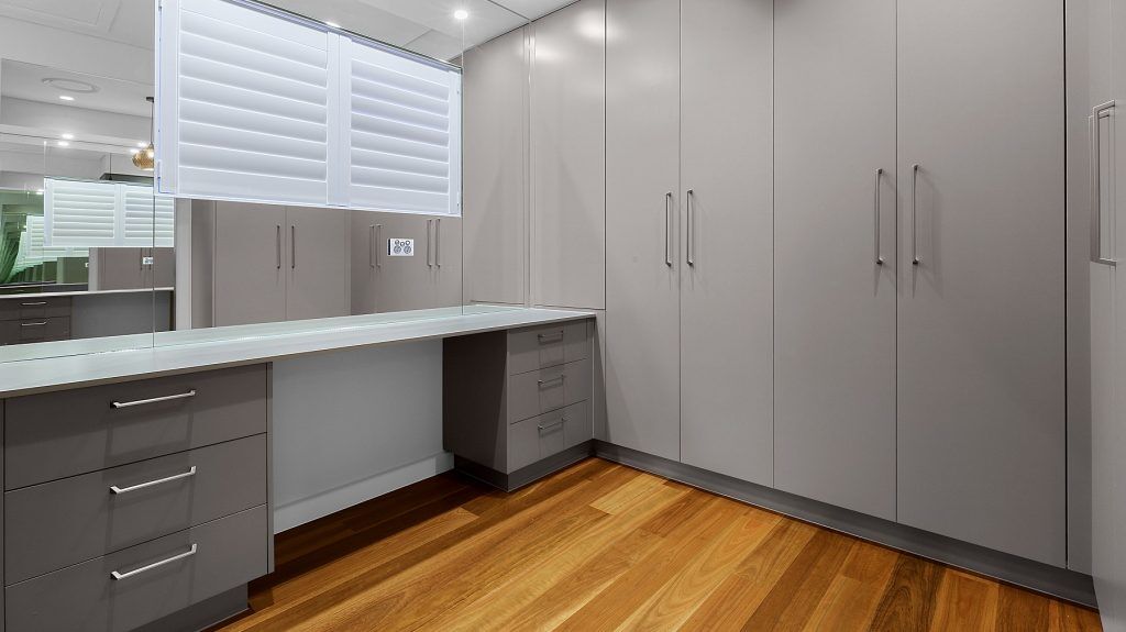 Colour Laminate walk-in wardrobe - Sefton, Sydney