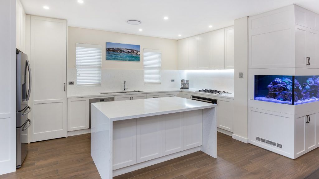 Haberfield Sydney, Satin Polyurethane Shaker Style kitchen with an Essastone 40mm benchtop