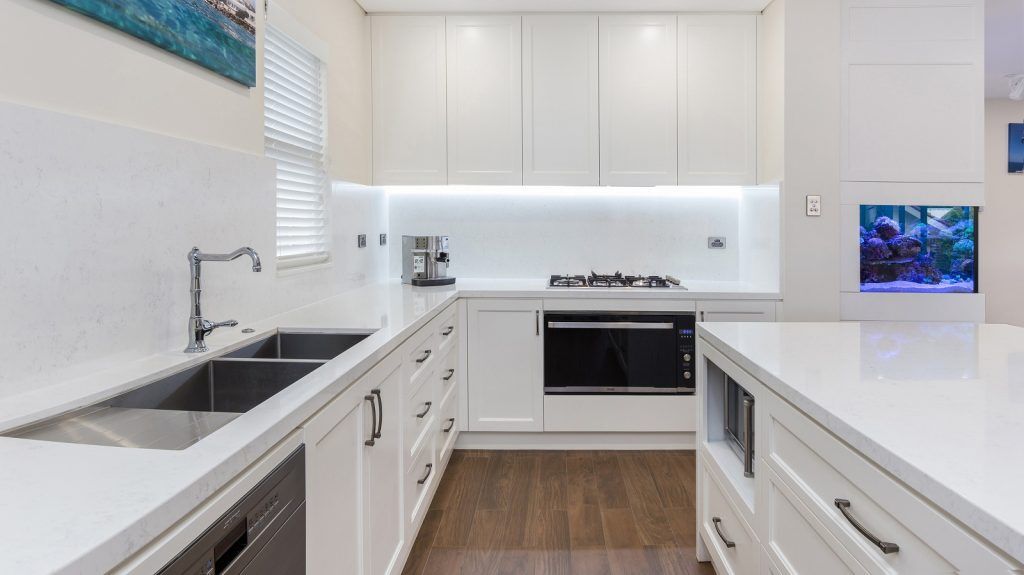Haberfield Sydney, Satin Polyurethane Shaker Style kitchen with an Essastone 40mm benchtop