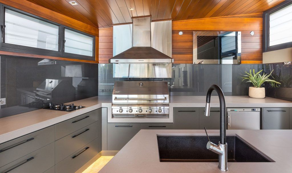 Mona Vale Sydney, Full Waterproof Polyurethane outdoor kitchen with a Caesarstone Sleek Concrete benchtop