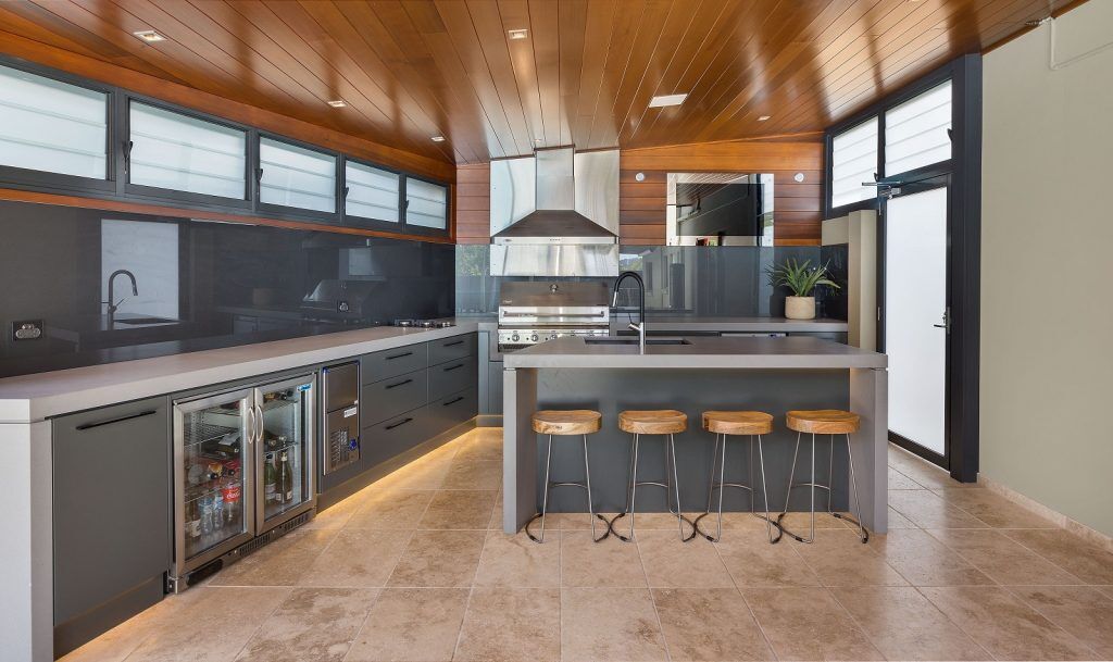 Mona Vale Sydney, Full Waterproof Polyurethane outdoor kitchen with a Caesarstone Sleek Concrete benchtop