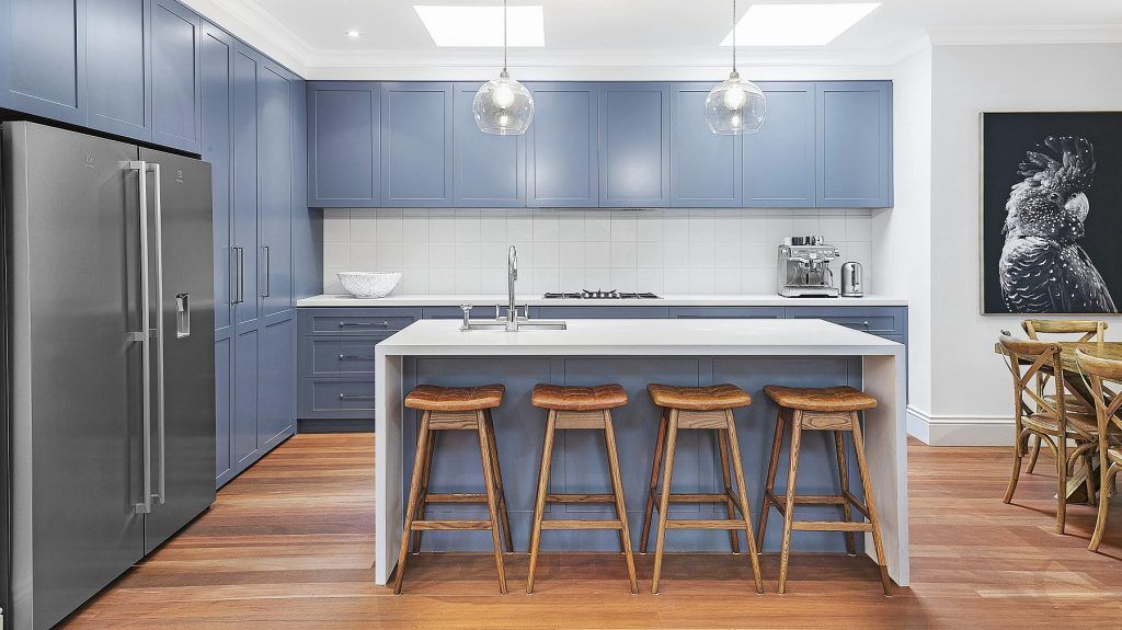 Annandale, Shaker style Polyurethane kitchen with a 40mm Fresh Concrete Stone Benchtop and Island