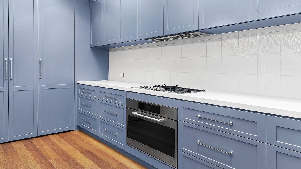 Annandale, Shaker style Polyurethane kitchen with a 40mm Fresh Concrete Stone Benchtop and Island