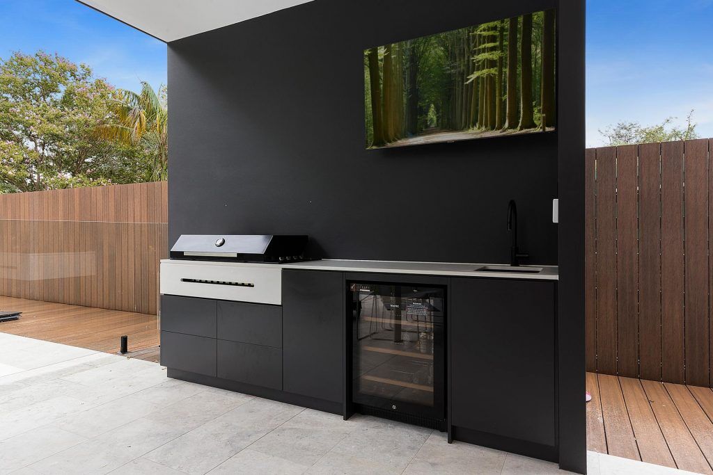 Full waterproof polyurethane BBQ area with Stone bench - Concord, Sydney