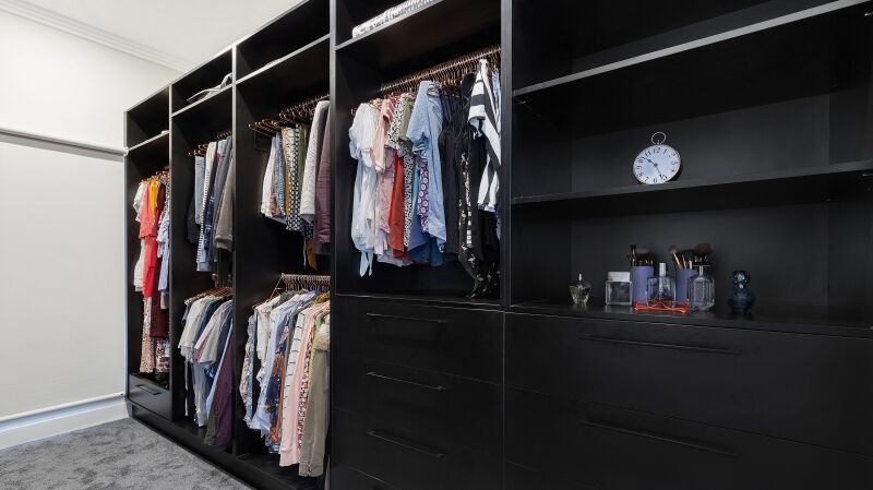 Black Laminate walk-in wardrobe - Twin Creeks, Sydney