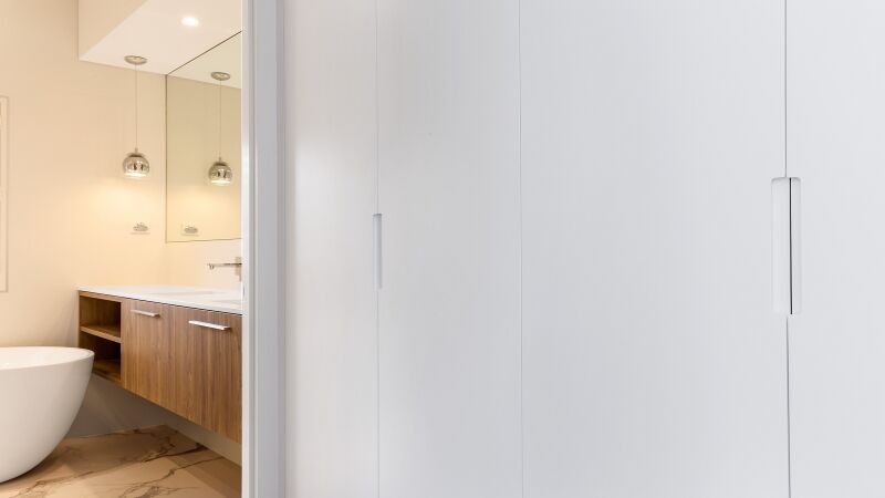 Polyurethane wardrobe with Routered handles - Oatley, Sydney