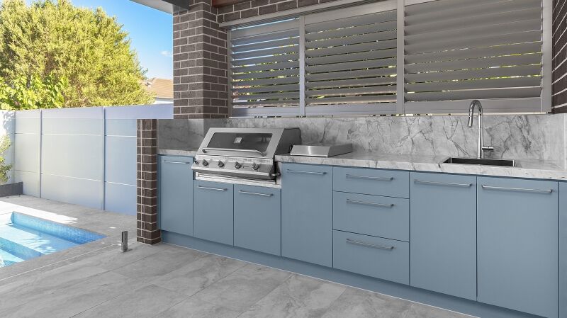 Waterproof Polyurethane outdoor BBQ area with a granite bench - Sefton, Sydney