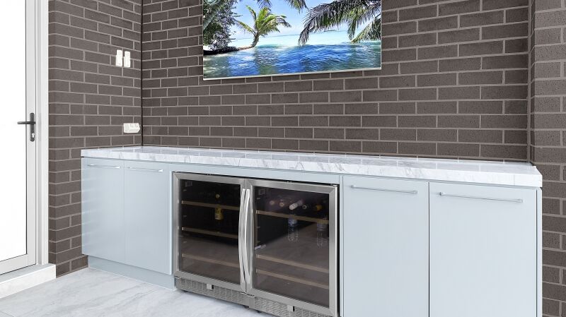 Waterproof Polyurethane outdoor BBQ area with bar fridge - Sefton, Sydney