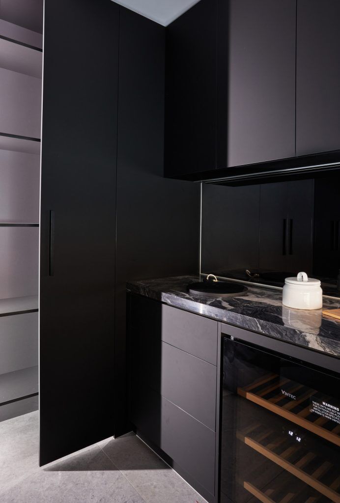 Fenix and Polyurethane Butler&#039;s Pantry with Marble stone tops and splashback - Strathfield, Sydney