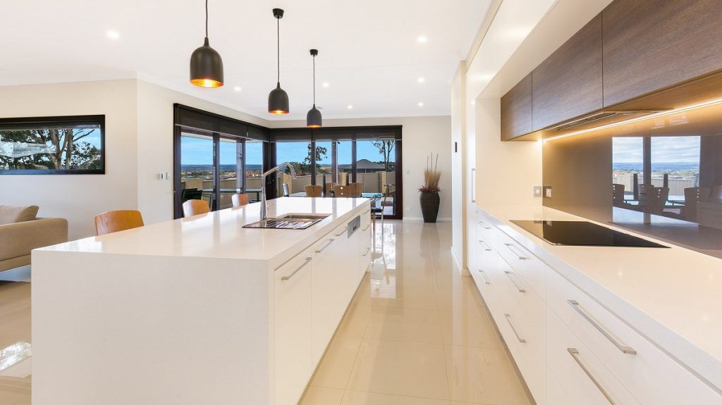 Harrington Grove Sydney, Satin Polyurethane kitchen with Polytec Timber Laminate feature panels
