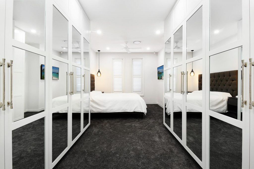 Polyurethane Shaker wardrobe doors with mirror insert panels - Brighton Le Sands, Sydney