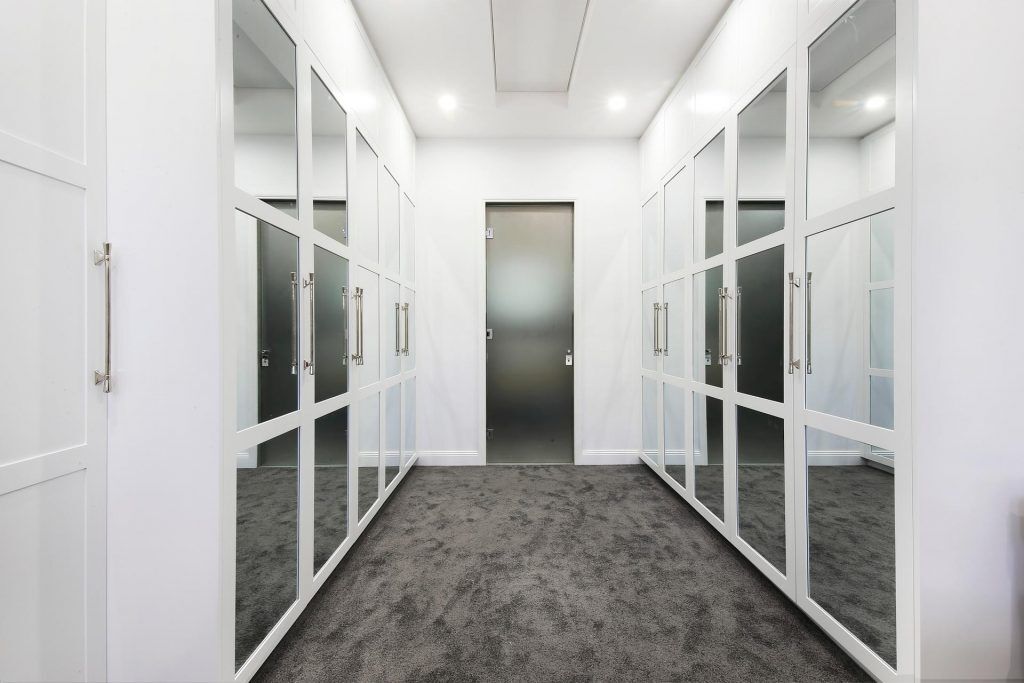 Polyurethane Shaker wardrobe doors with mirror insert panels - Brighton Le Sands, Sydney