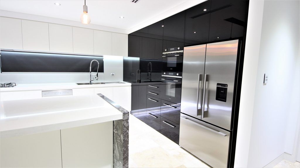Merrylands Sydney, Ultraglaze and Polyurethane kitchen with feature Marble island