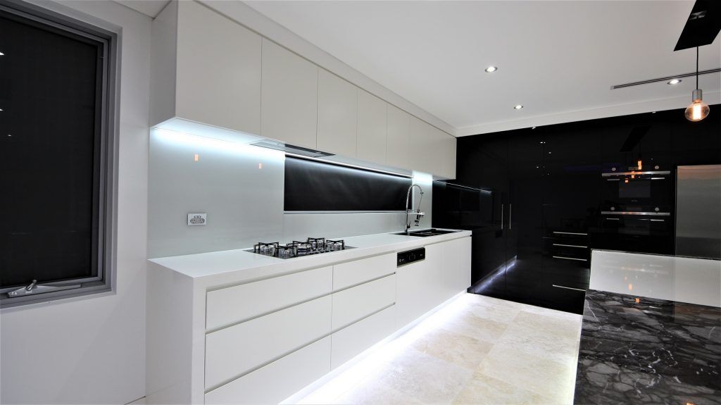 Merrylands Sydney, Ultraglaze and Polyurethane kitchen with feature Marble island