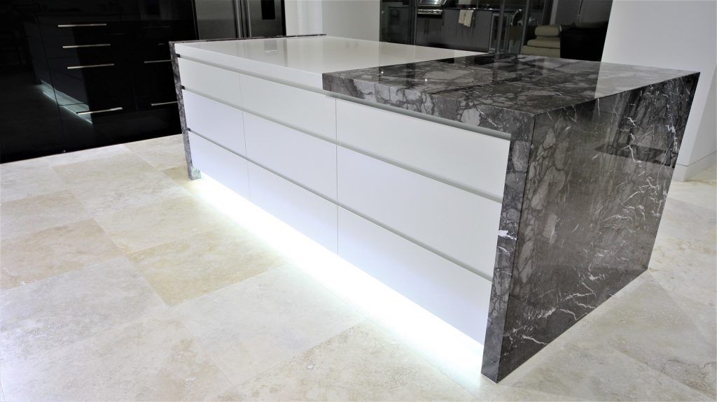 Merrylands Sydney, Ultraglaze and Polyurethane kitchen with feature Marble island