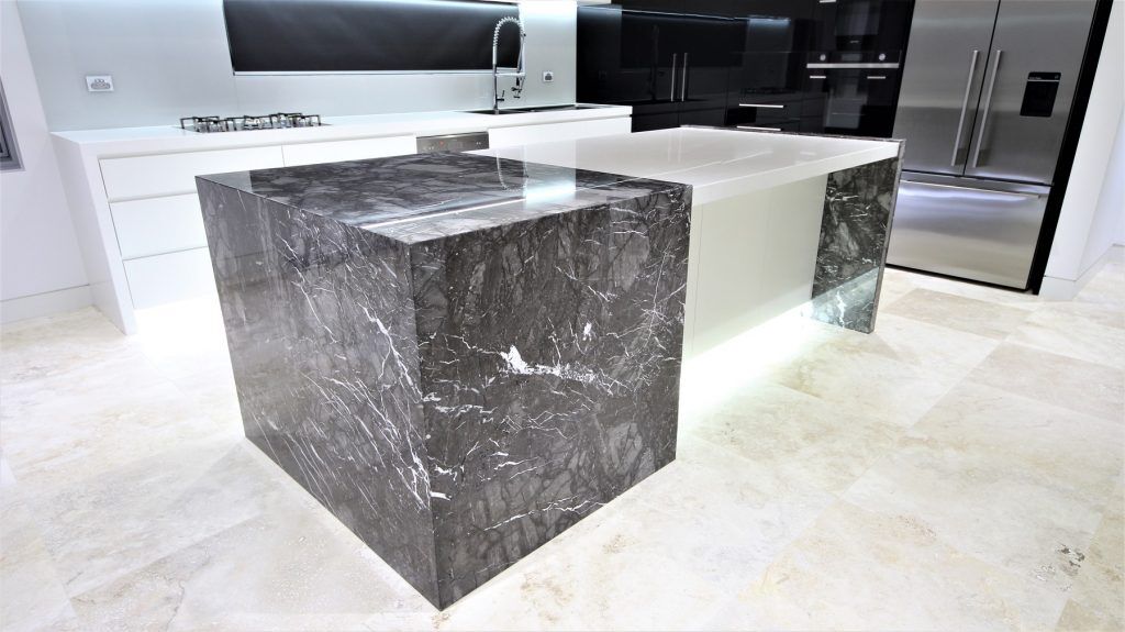 Merrylands Sydney, Ultraglaze and Polyurethane kitchen with feature Marble island