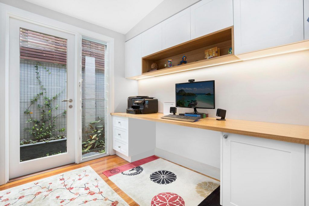 Polyurethane Shaker Style study desk with a Veneer tabletop - Annandale, Sydney