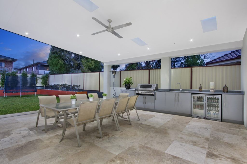Waterproof Polyurethane outdoor BBQ area with bar fridge - Merrylands, Sydney