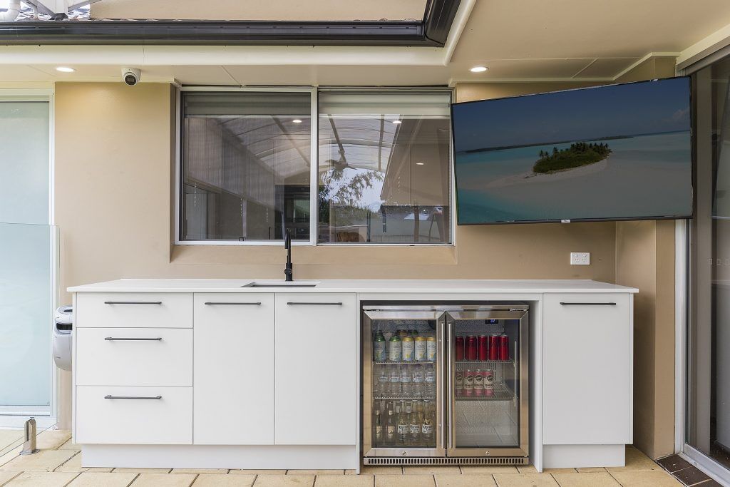 Polyurethane outdoor kitchenette with stone top - Moorebank, Sydney