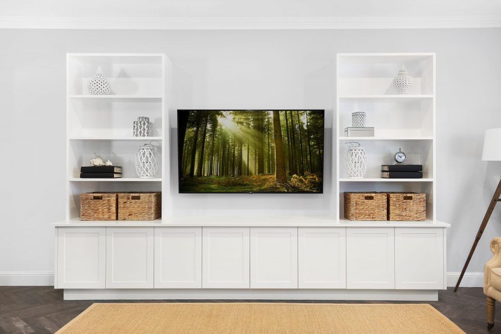 Polyurethane Shaker Style AV Unit with open shelving - Georges Hall, Sydney