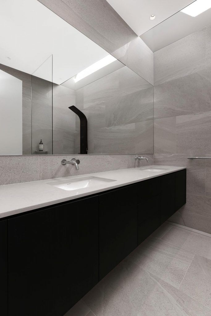 Veneer double vanity with a stone benchtop - Putney, Sydney