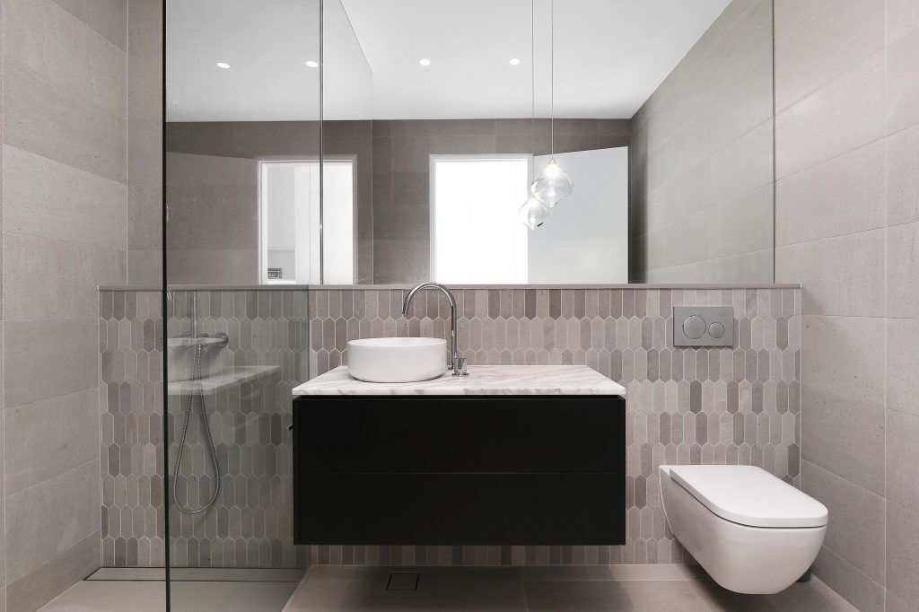 Veneer vanity with a stone benchtop - Putney, Sydney