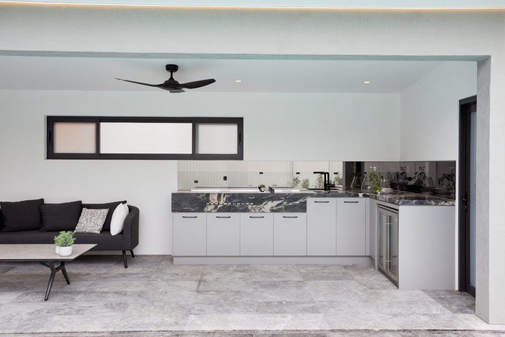 Waterproof Outdoor Kitchen with Marble stone top and splashback - Strathfield, Sydney